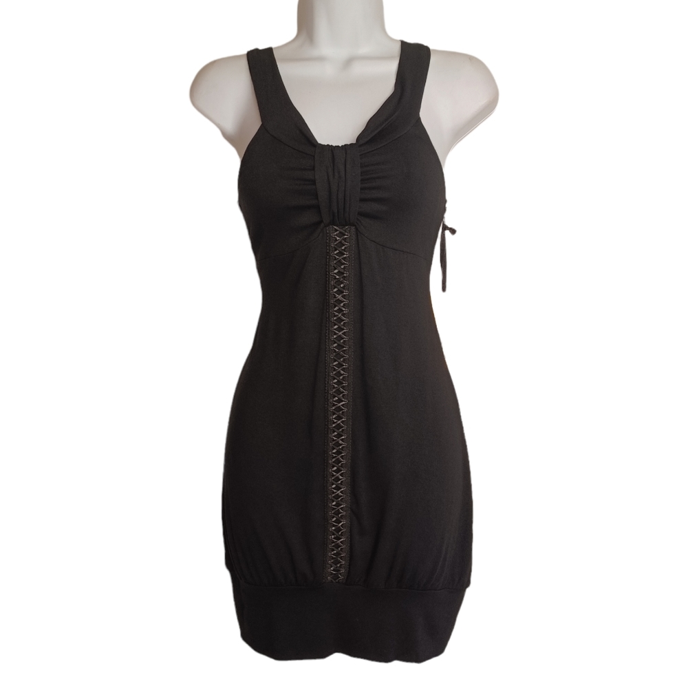 SWEET VIBES Black Braided Criss Cross Sleeveless Mini Dress X-Small NWT